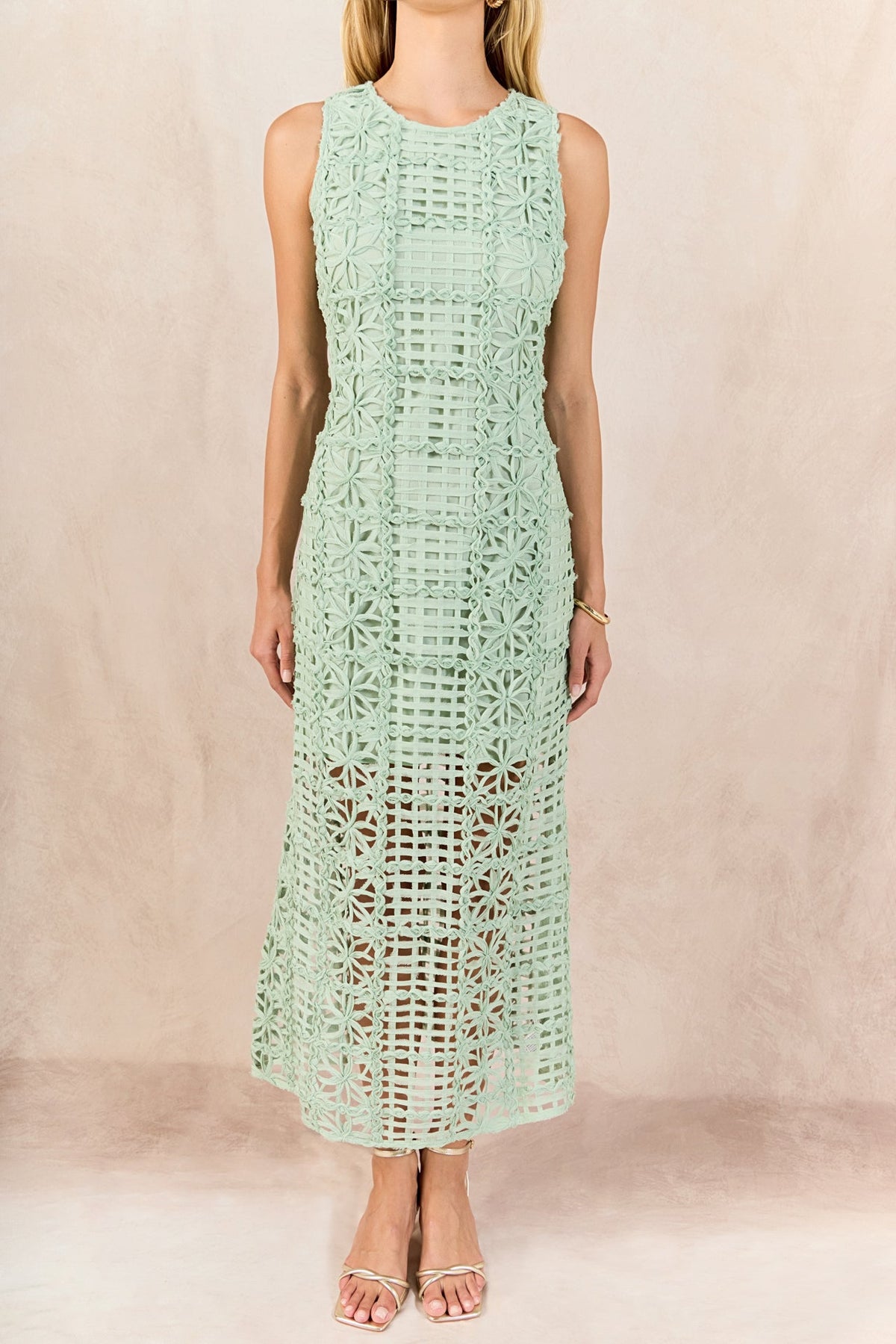 Textured Sleeveless Maxi Dress