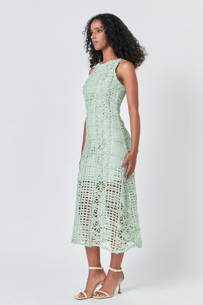 Textured Sleeveless Lined Maxi Dress