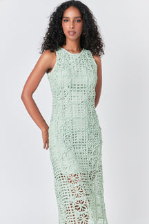 Textured Sleeveless Lined Maxi Dress