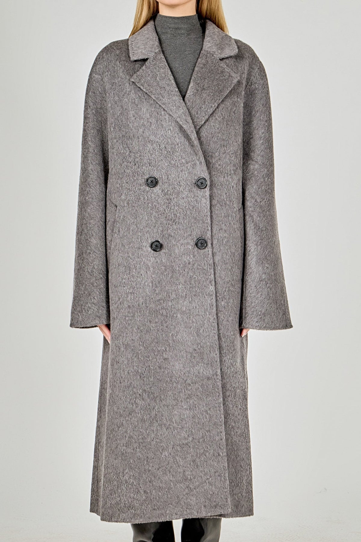 ENDLESS ROSE - Double Breasted Handmade Blend Maxi Coat - OUTERWEAR available at Objectrare