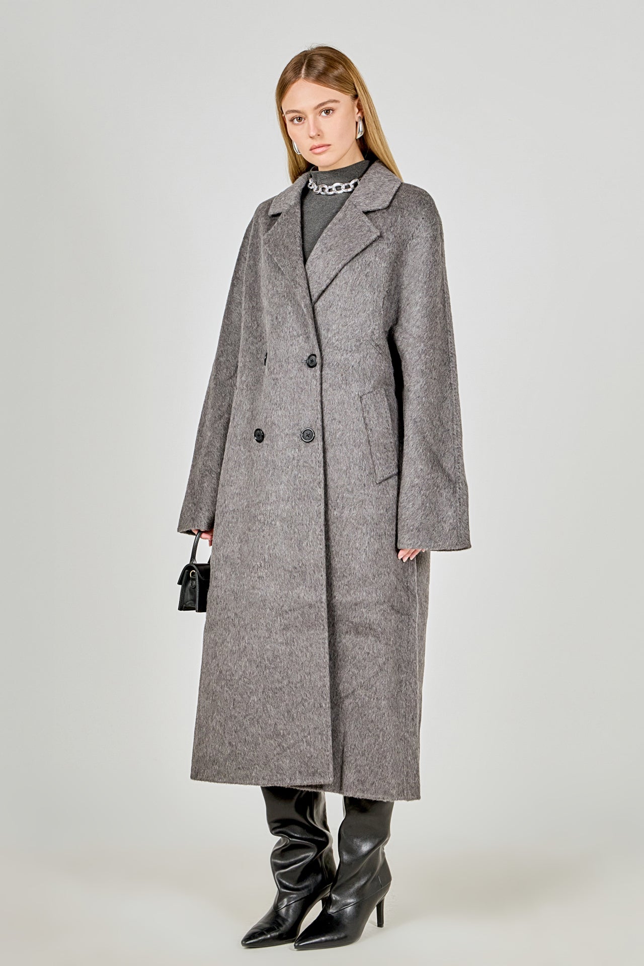 ENDLESS ROSE - Double Breasted Handmade Blend Maxi Coat - OUTERWEAR available at Objectrare