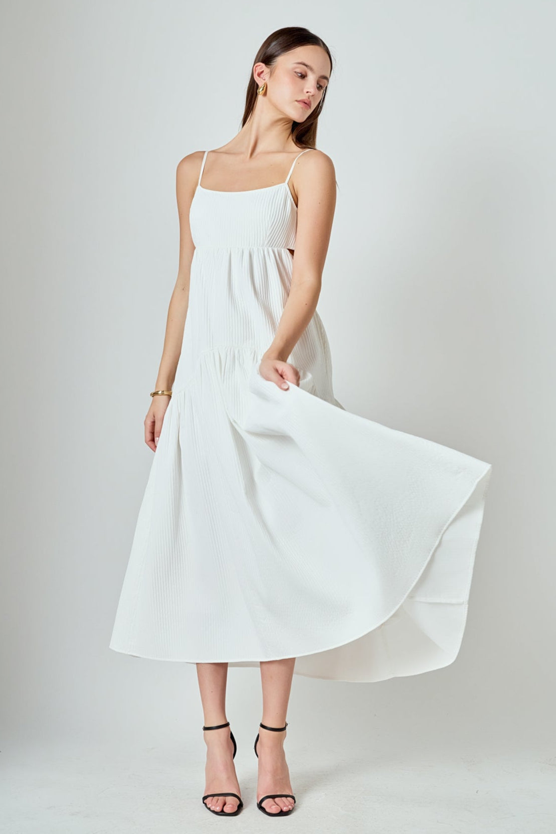 ENDLESS ROSE - Evelyn Sleeveless Textured Cutout Maxi Dress - DRESSES available at Objectrare