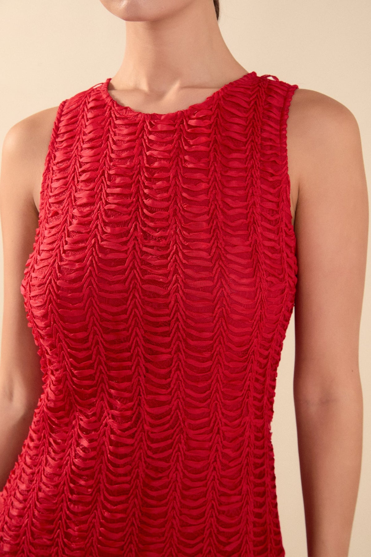 ENDLESS ROSE - Chloe Textured Sleeveless Midi Dress - DRESSES available at Objectrare