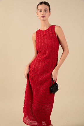 ENDLESS ROSE - Chloe Textured Sleeveless Midi Dress - DRESSES available at Objectrare