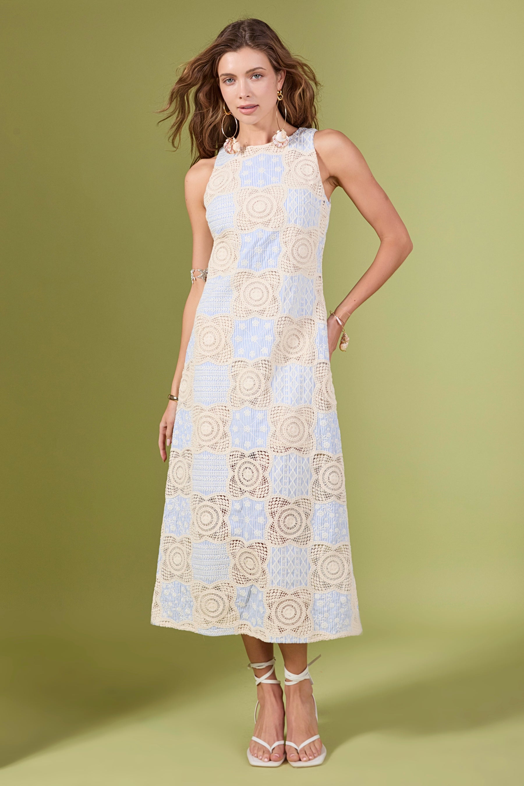 ENGLISH FACTORY - Crochet Patchwork Sleeveless Dress - DRESSES available at Objectrare