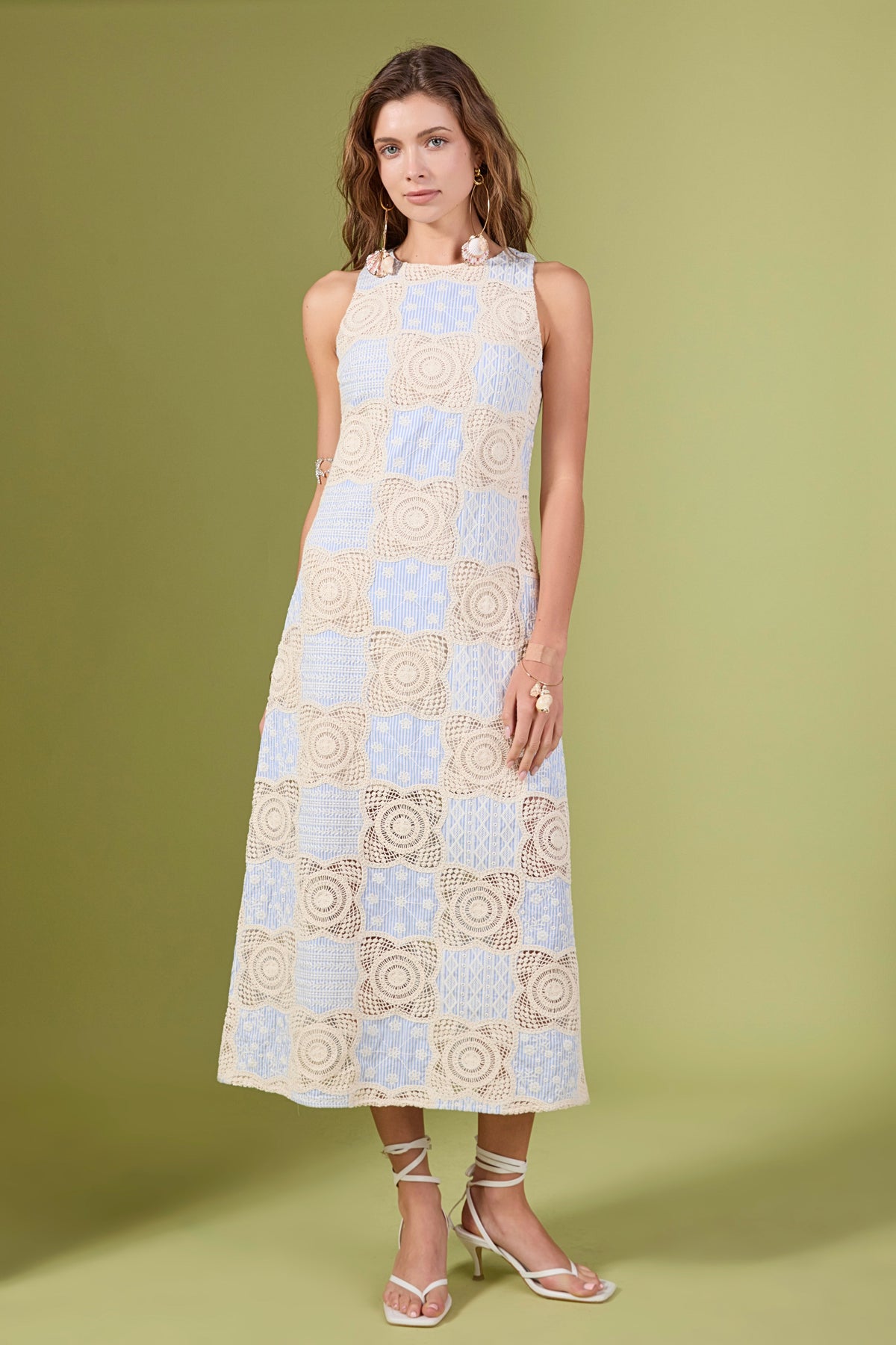 ENGLISH FACTORY - Crochet Patchwork Sleeveless Dress - DRESSES available at Objectrare