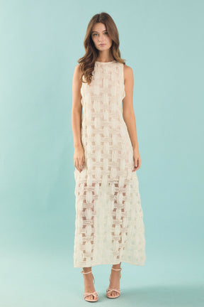 ENDLESS ROSE - Grid Textured Sleeveless Midi Dress - DRESSES available at Objectrare