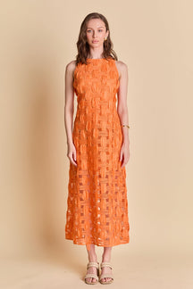 ENDLESS ROSE - Grid Textured Sleeveless Midi Dress - DRESSES available at Objectrare