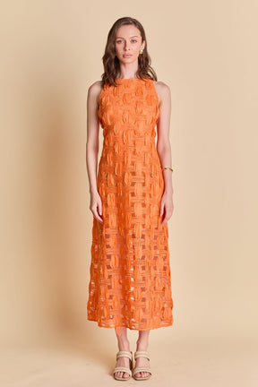 ENDLESS ROSE - Grid Textured Sleeveless Midi Dress - DRESSES available at Objectrare