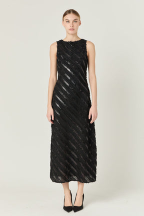 ENDLESS ROSE - Textured Sleeveless Maxi Dress - DRESSES available at Objectrare