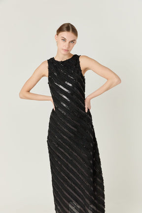 ENDLESS ROSE - Textured Sleeveless Maxi Dress - DRESSES available at Objectrare