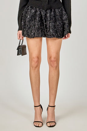ENDLESS ROSE - Colette Floral Sequin Bubble Mini Skirt - SKIRTS available at Objectrare