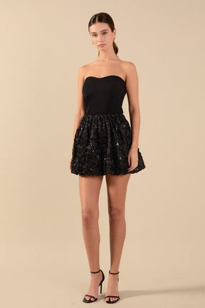 ENDLESS ROSE - Colette Floral Sequin Bubble Mini Skirt - SKIRTS available at Objectrare