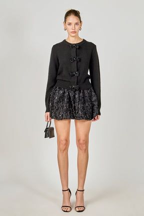 ENDLESS ROSE - Colette Floral Sequin Bubble Mini Skirt - SKIRTS available at Objectrare