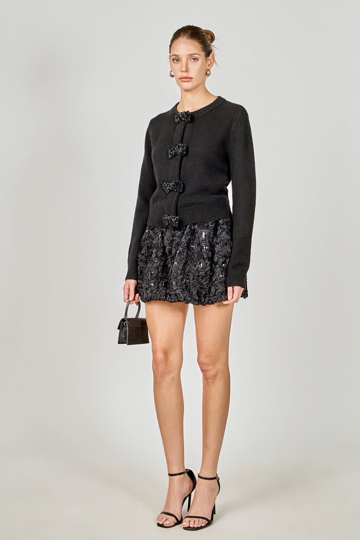 ENDLESS ROSE - Colette Floral Sequin Bubble Mini Skirt - SKIRTS available at Objectrare