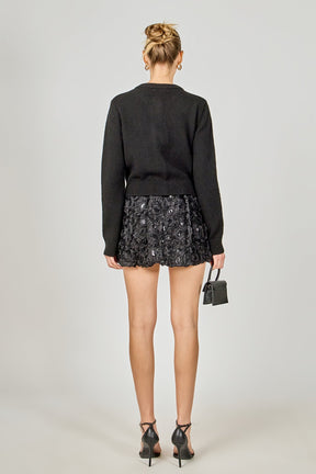 ENDLESS ROSE - Colette Floral Sequin Bubble Mini Skirt - SKIRTS available at Objectrare