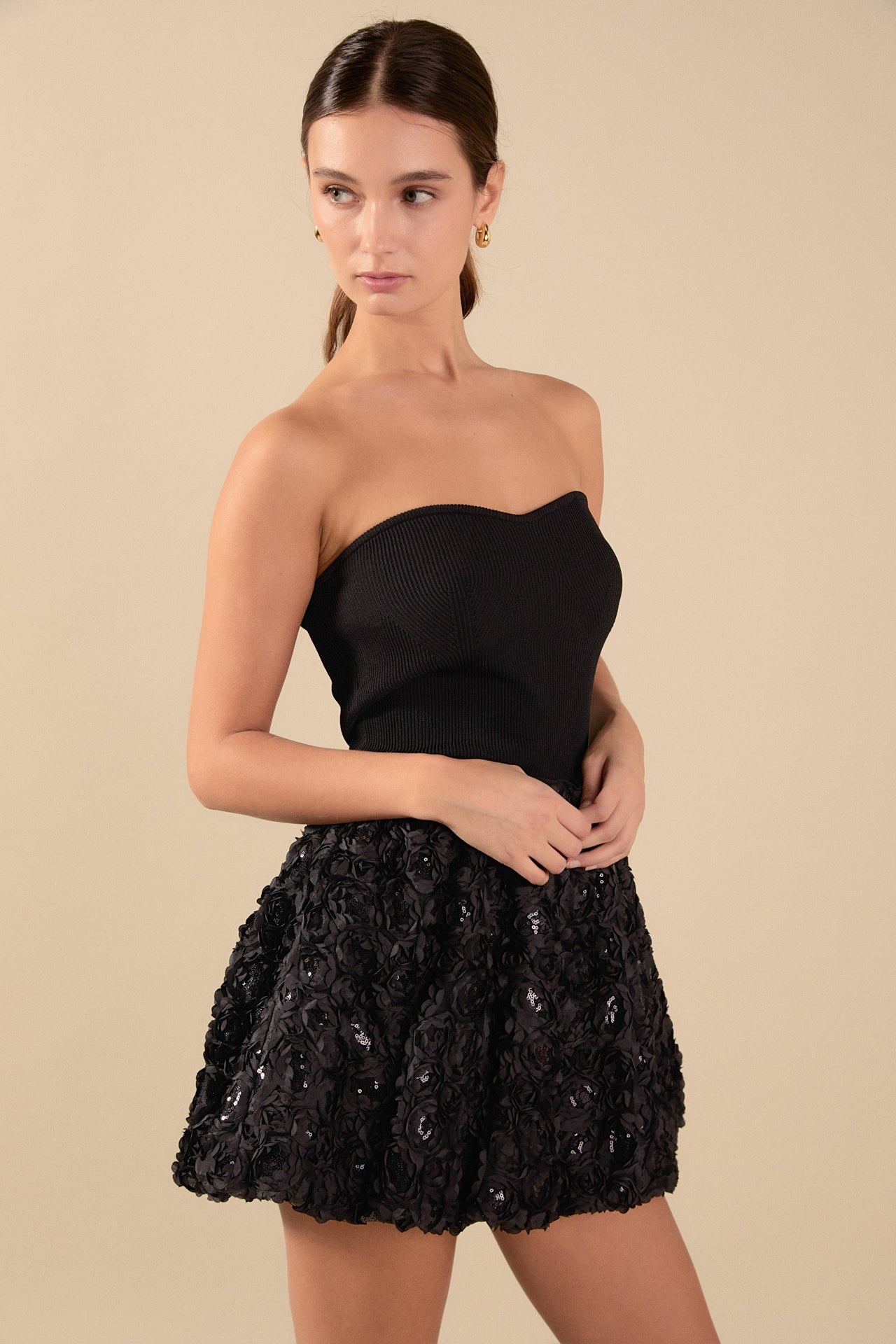 ENDLESS ROSE - Colette Floral Sequin Bubble Mini Skirt - SKIRTS available at Objectrare