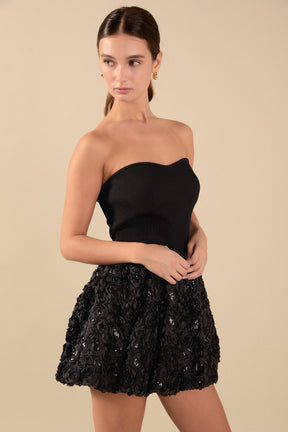 ENDLESS ROSE - Colette Floral Sequin Bubble Mini Skirt - SKIRTS available at Objectrare