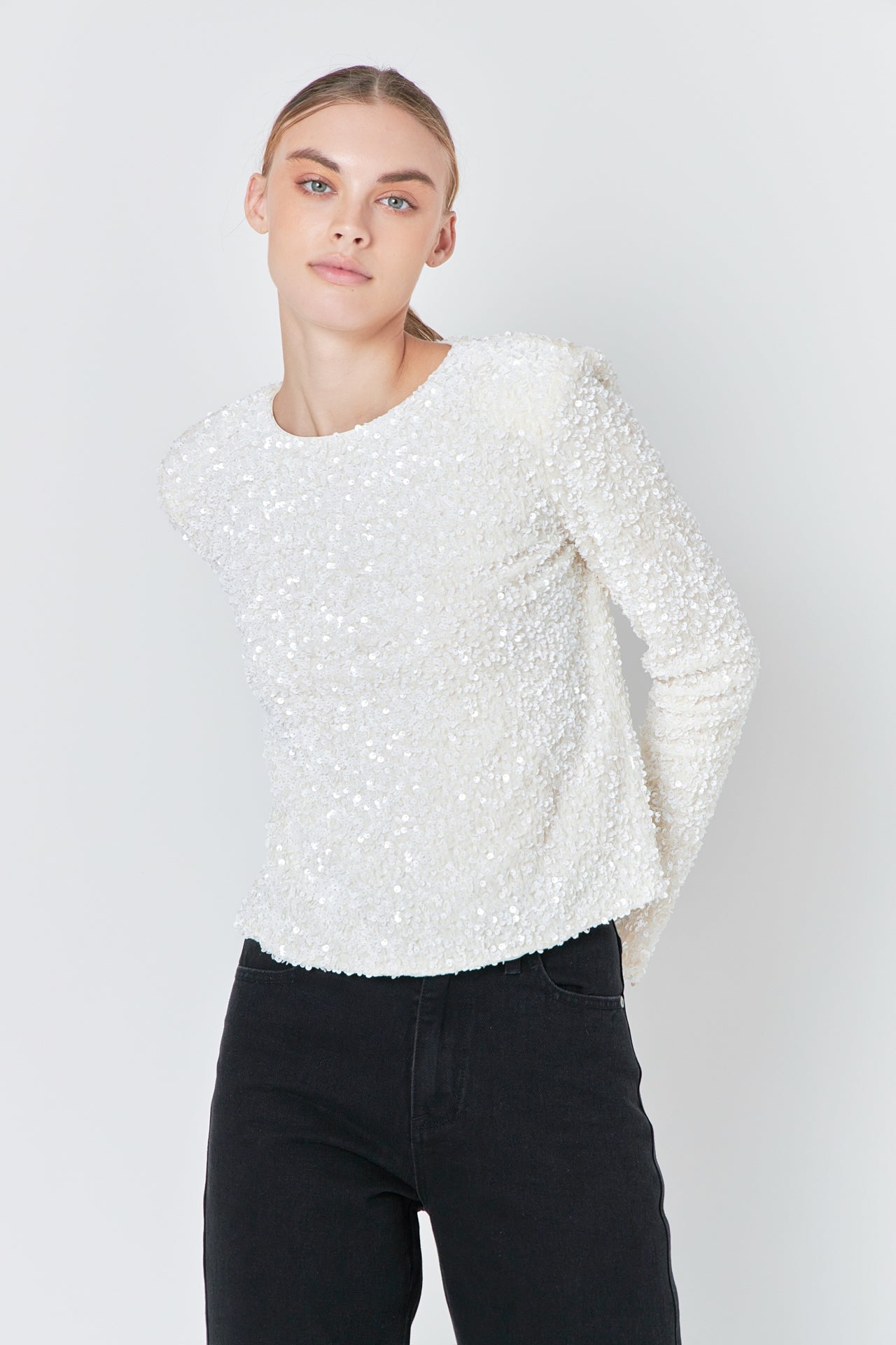 ENDLESS ROSE - Endless Rose - Sequins Long Sleeve Top - TOPS available at Objectrare