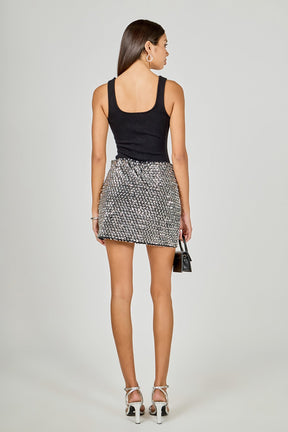 Floral Sequins Velvet Mini Skirt