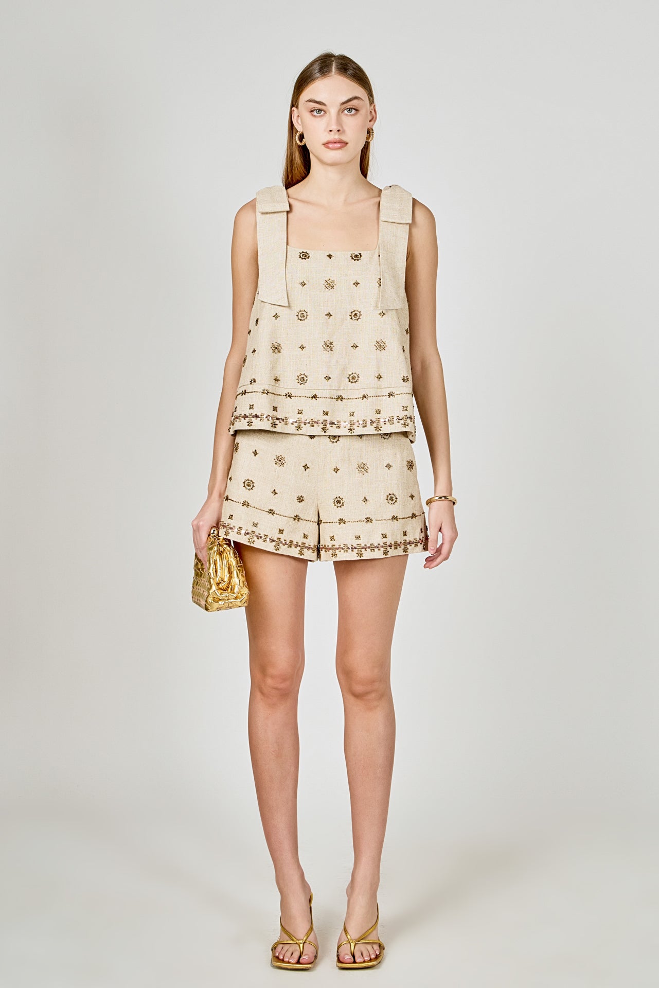 Bow Sleeveless Beaded Top