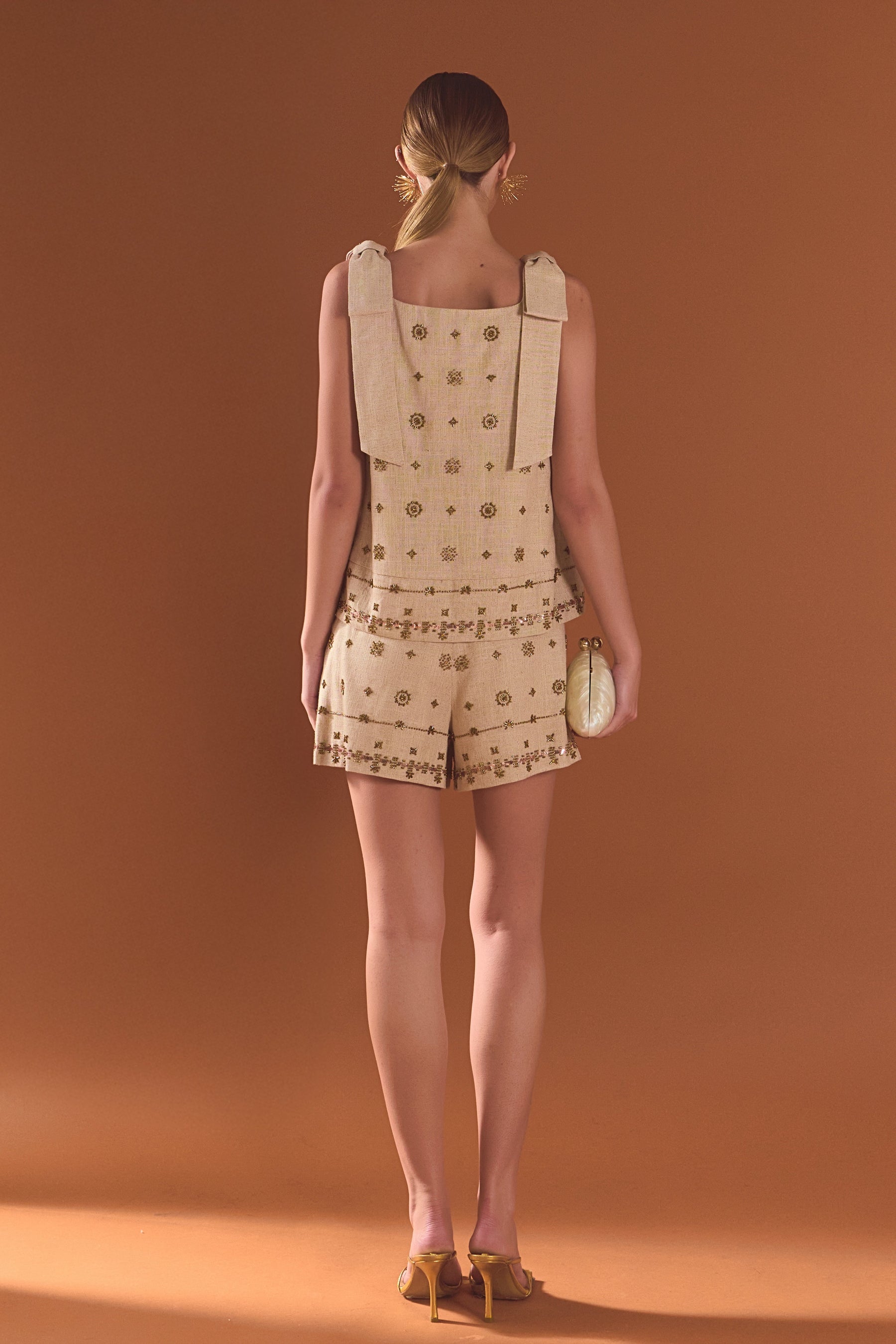 ENDLESS ROSE - Bow Sleeveless Beaded Top - TOPS available at Objectrare