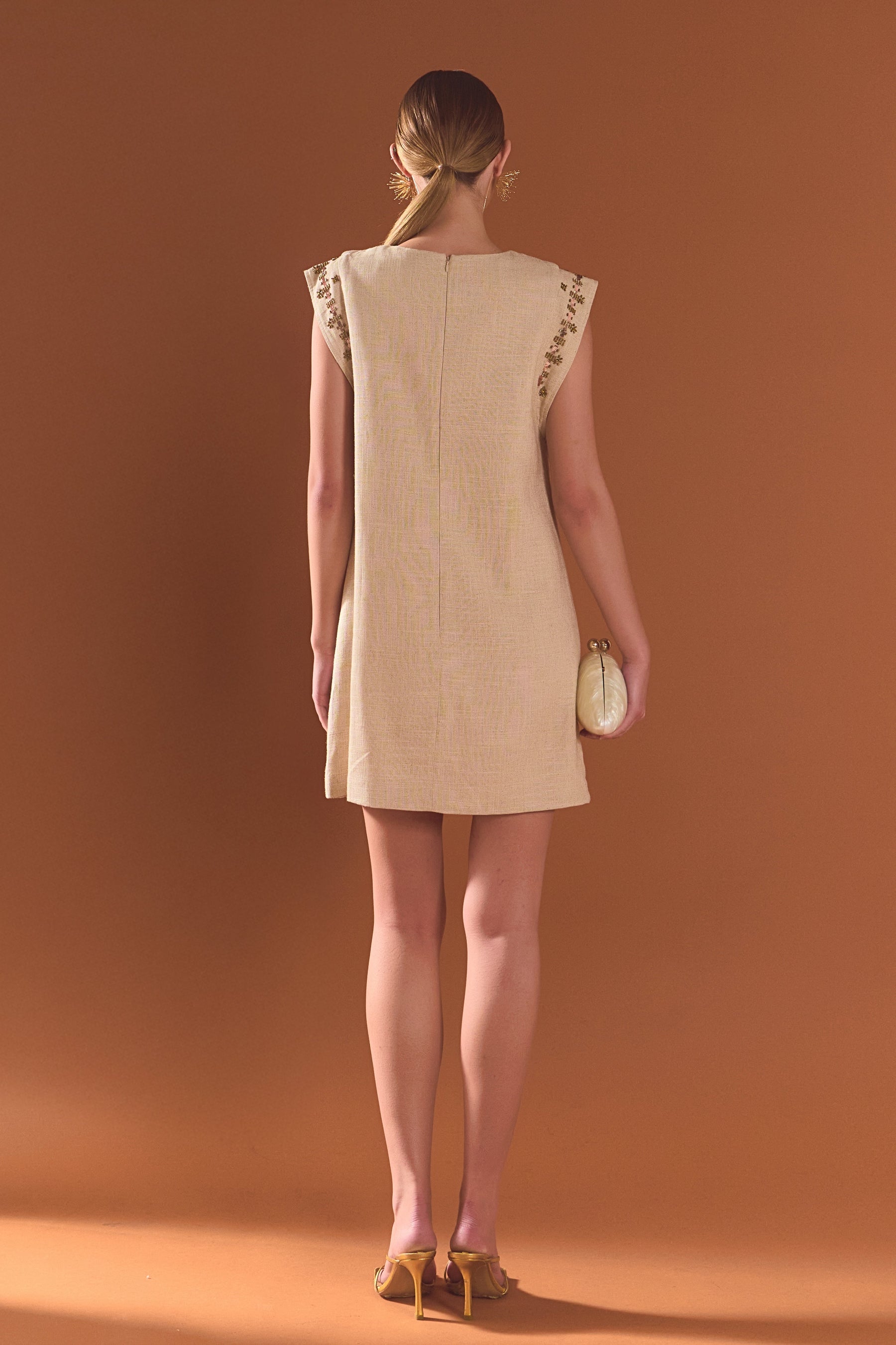 Endless Rose - Beaded Mini Dress Natural / XS Endless Rose - Beaded Mini Dress Natural / XS