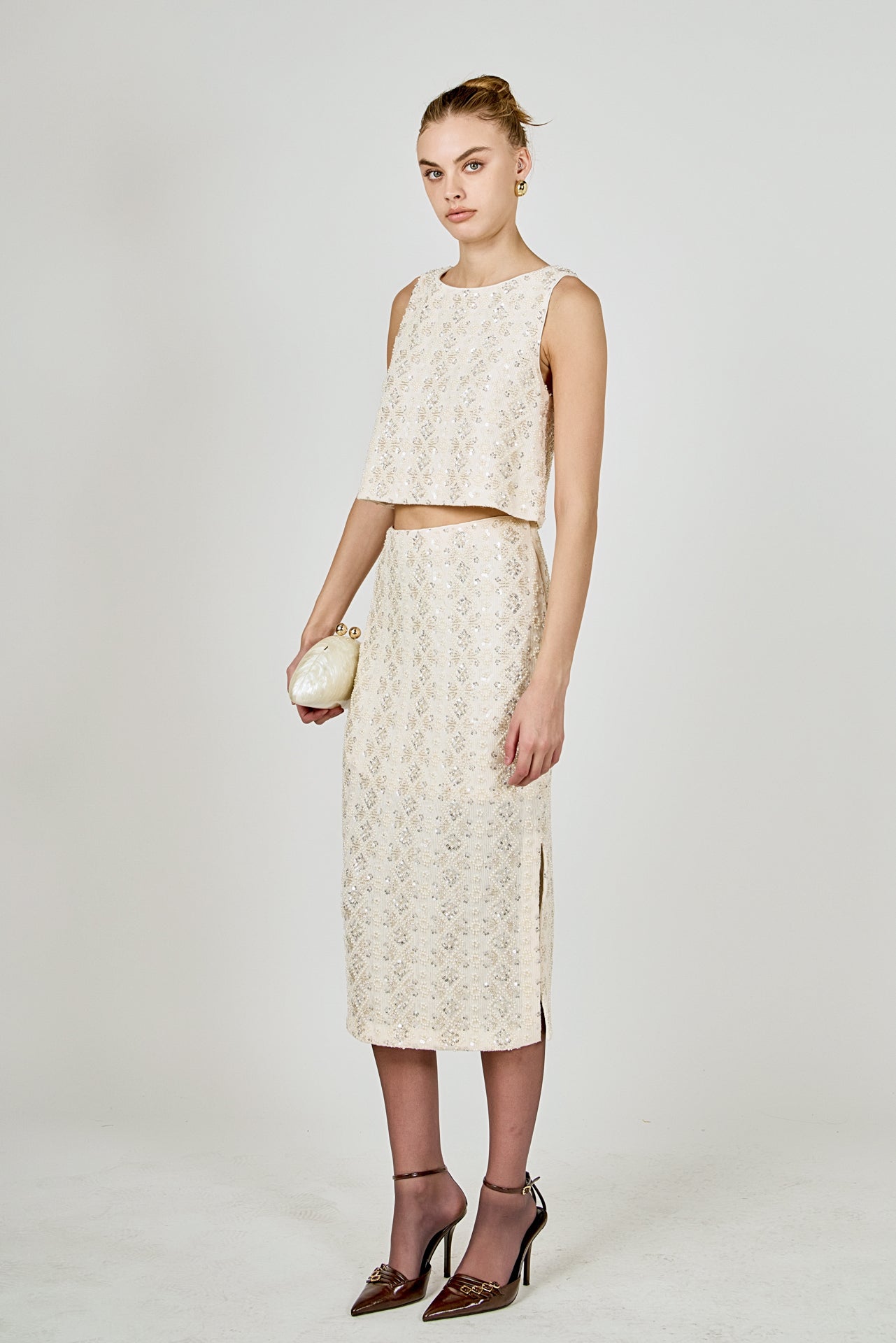 ENDLESS ROSE - Beaded Pearl Top - TOPS available at Objectrare