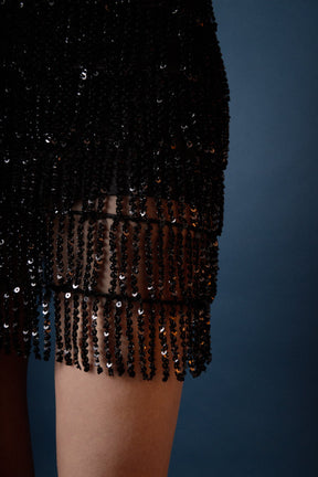 ENDLESS ROSE - Sequined Tassel Mini Skirt - SKIRTS available at Objectrare