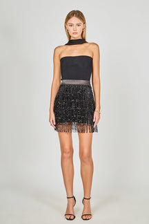Sequined Tassel Mini Skirt