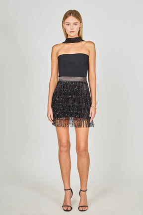 Sequined Tassel Mini Skirt