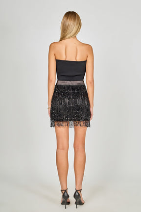 ENDLESS ROSE - Sequined Tassel Mini Skirt - SKIRTS available at Objectrare
