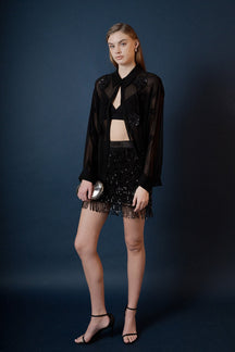 ENDLESS ROSE - Sequined Tassel Mini Skirt - SKIRTS available at Objectrare