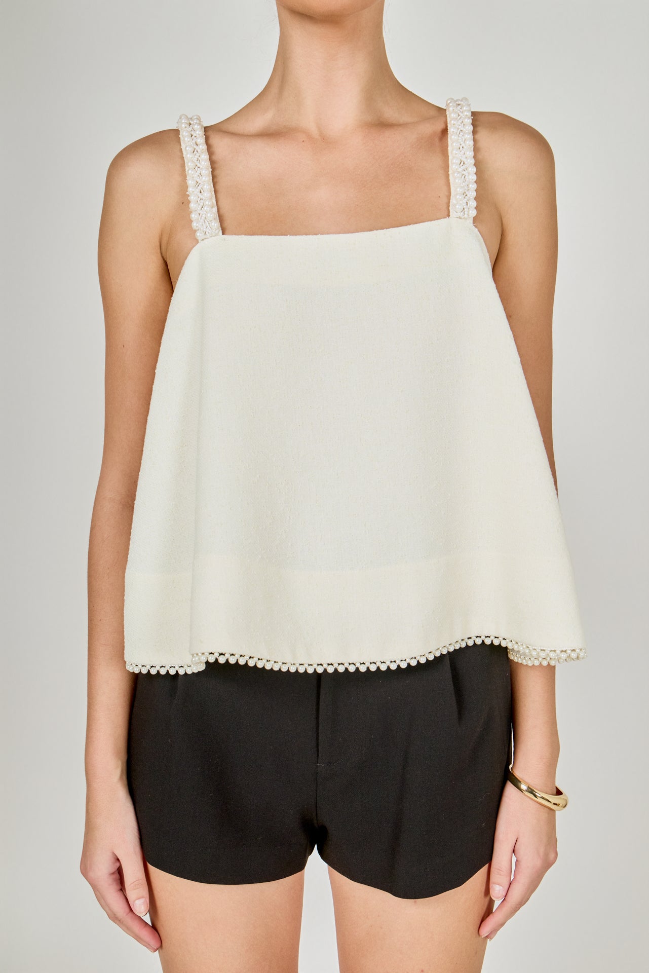 ENDLESS ROSE - Pearl Trim Sleeveless Top - TOPS available at Objectrare