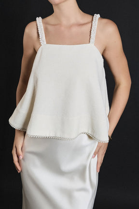 ENDLESS ROSE - Pearl Trim Sleeveless Top - TOPS available at Objectrare