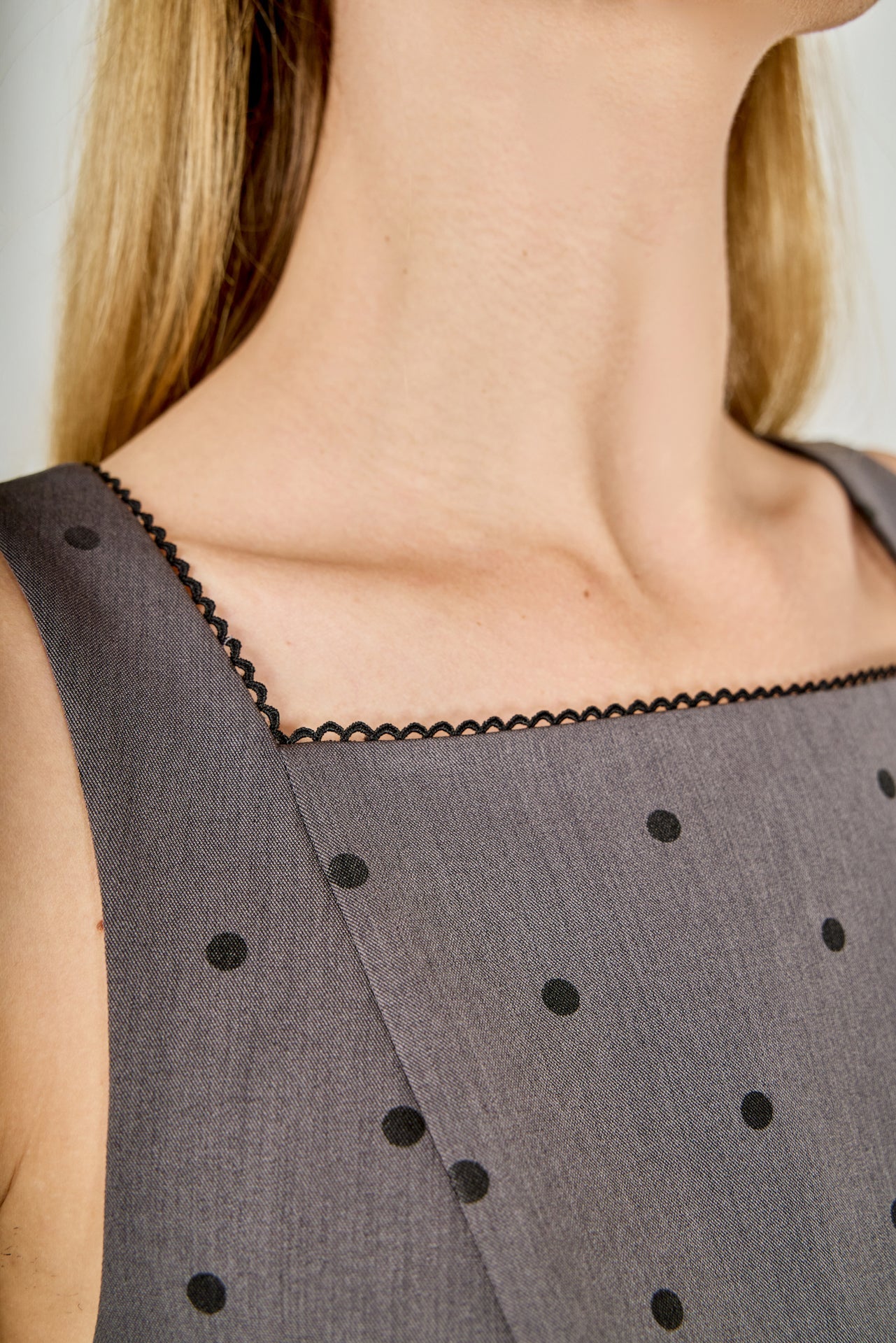 ENDLESS ROSE - Square Neck Polka Dot Gathered Waist Midi Dress - DRESSES available at Objectrare