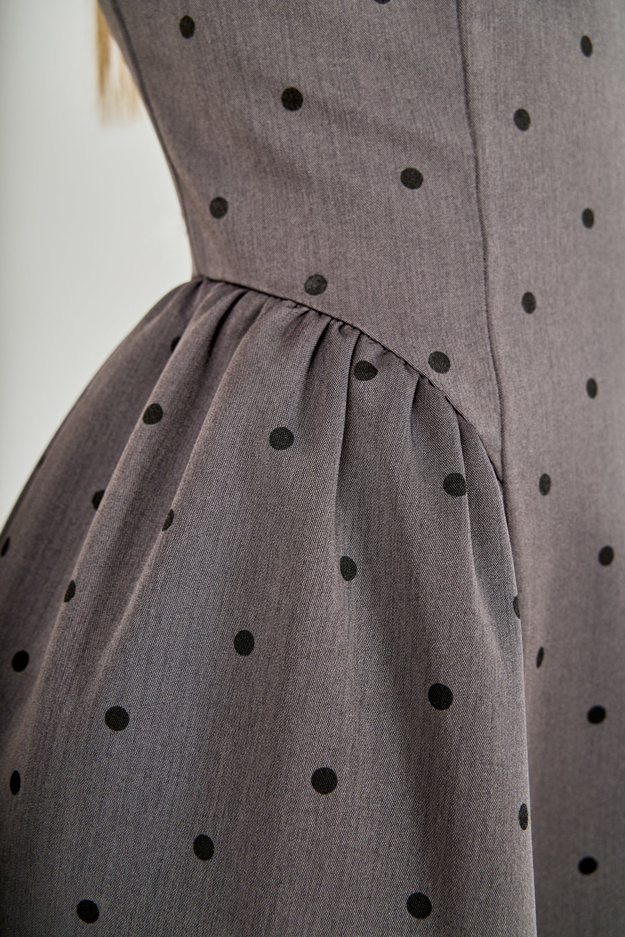 ENDLESS ROSE - Square Neck Polka Dot Gathered Waist Midi Dress - DRESSES available at Objectrare