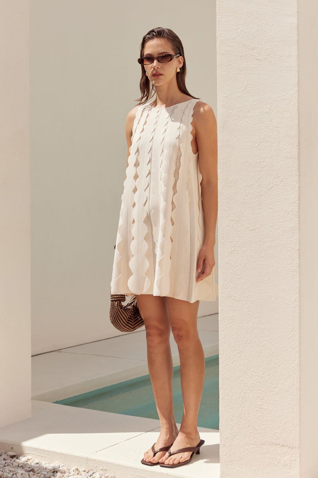 Ruffle Edge A-Line Mini Dress