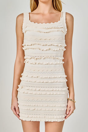 ENDLESS ROSE - Ruffled Detail Square Neck Mini Dress - DRESSES available at Objectrare