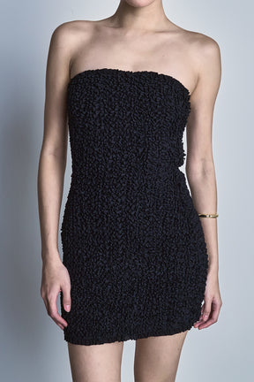 Strapless Smocking Detail Bodycon Mini Dress