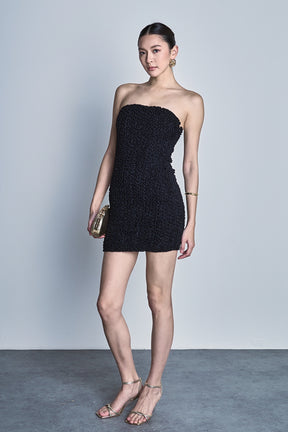 Strapless Smocking Detail Bodycon Mini Dress
