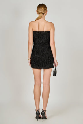 Strapless Smocking Detail Bodycon Mini Dress