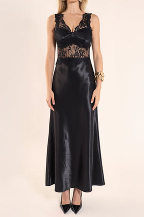 Lace Trim Sleevesless Midi Dress