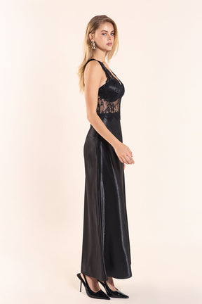 Lace Trim Sleevesless Midi Dress