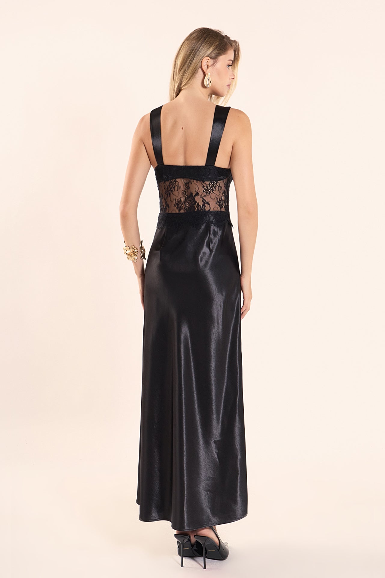 Lace Trim Sleevesless Midi Dress