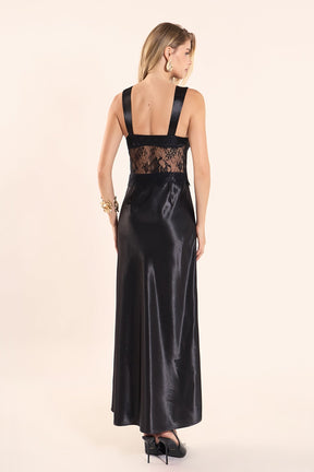 Lace Trim Sleevesless Midi Dress