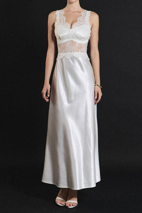 Lace Trim Sleevesless Midi Dress