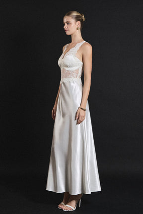 Lace Trim Sleevesless Midi Dress