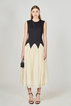 ENDLESS ROSE - Contrast Color Midi Dress - DRESSES available at Objectrare