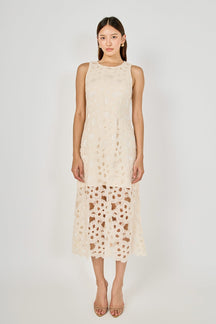 Pearl Floral Lace Midi Dress